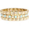 Roxanne Assoulin Set Of 3 Mini Jeweled Stretch Bracelets In Brown