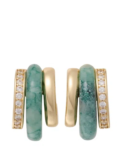 Roxanne Assoulin The Stone Huggie Hoop Earrings In Green