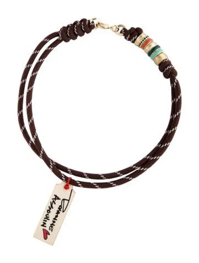 Pre-owned Roxanne Assoulin Super Size Happy Cord Necklace, 16" In Brown/gold/green