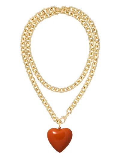 Roxanne Assoulin The Big Puffy Heart-charm Necklace In Gold