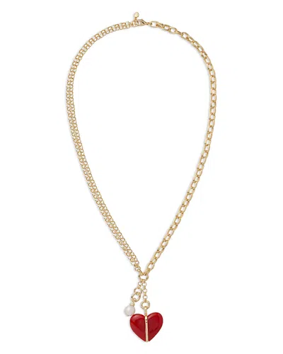 Roxanne Assoulin The Big Stone Heart Charm Pendant Necklace, 26 In Gold