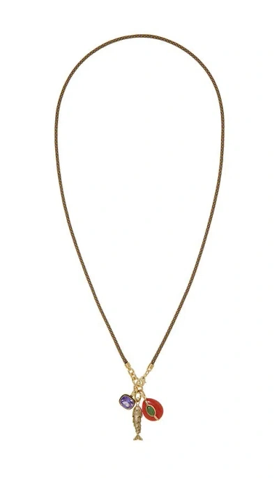 Roxanne Assoulin The Cubic Triple Charm Cord Pendant Necklace In Multi