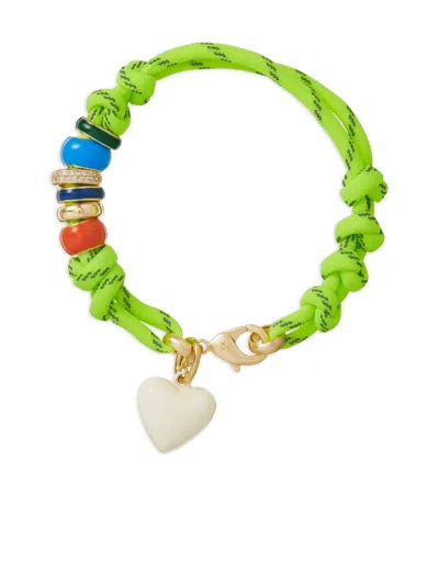 Roxanne Assoulin The Happy Cord Heart-charm Beaded Bracelet In Green