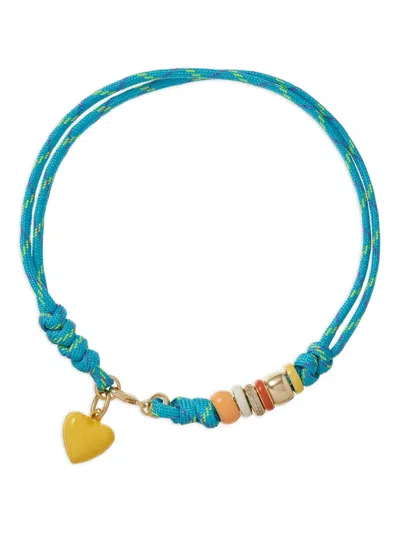 Roxanne Assoulin The Happy Cord Heart-charm Beaded Necklace In Blue