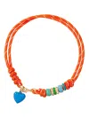 Roxanne Assoulin The Happy Cord Heart-charm Beaded Necklace In Orange