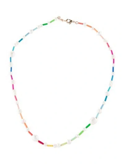 Pre-owned Roxanne Assoulin The Happy Pearl & Enamel Bead Strand Necklace, 15.75" In Multi