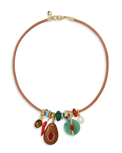 Roxanne Assoulin The Multicharm Leather Collar Necklace In Brown