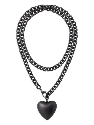 Roxanne Assoulin The Puffy Heart Chain Necklace In Black