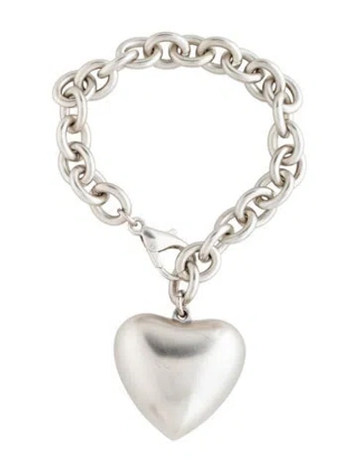 Pre-owned Roxanne Assoulin The Puffy Heart Link Charm Bracelet, 6.5" In Multi