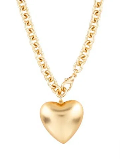 Pre-owned Roxanne Assoulin The Puffy Heart Pendant Necklace, 33.5" In Multicolor