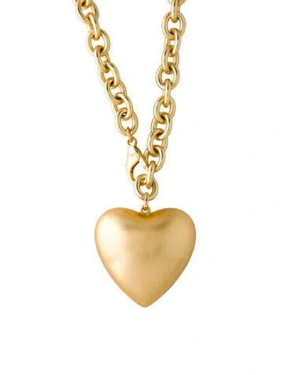 Pre-owned Roxanne Assoulin The Puffy Heart Pendant Necklace, 34" In Multicolor