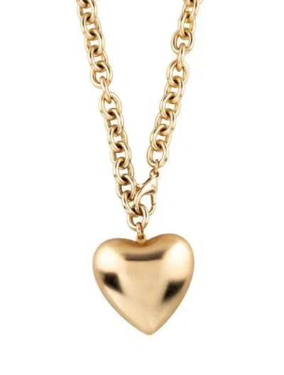 Pre-owned Roxanne Assoulin The Puffy Heart Pendant Necklace, 34" In Multicolor