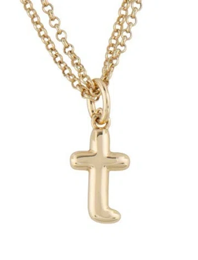 Pre-owned Roxanne Assoulin The Puffy Initial "t" Double Strand Pendant Necklace, 25.5" In Multicolor
