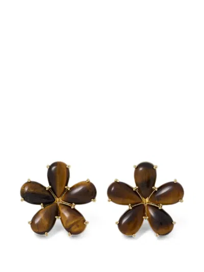 Roxanne Assoulin The Stone Flower Earrings In Brown