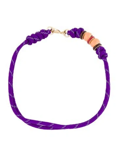 Pre-owned Roxanne Assoulin 'the Super Size Happy Cord" Enamel Collar Necklace, 15.25" In Purple