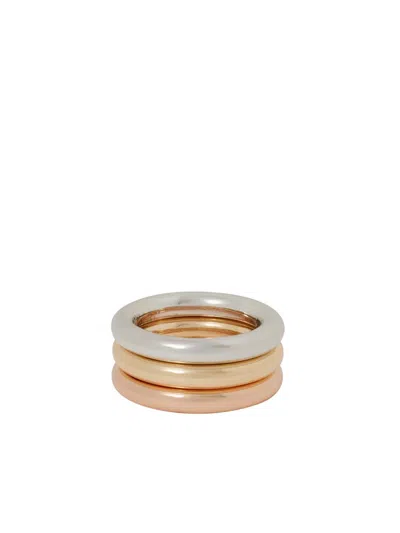 Roxanne Assoulin Tubular Metal Ring Set In Gold