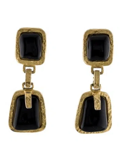 Pre-owned Roxanne Assoulin Vintage Resin Clip-on Drop Earrings In Black