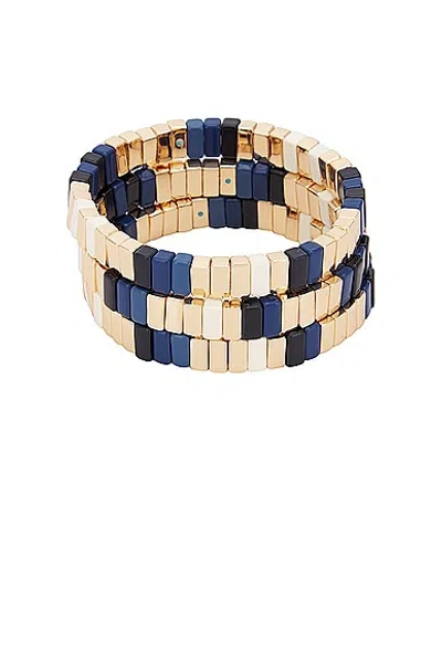 Roxanne Assoulin Well Done Bracelets Set Of 3 In Navy Multi