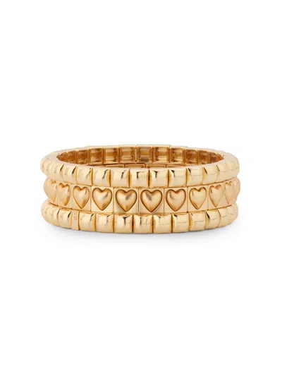 Roxanne Assoulin Women's The Puffy Heart Stud 3-piece Goldtone Bracelet Set