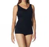 Roxanne Dd-cup Chlorine Resistant Pleated Sheath One Piece Swimsuit In Black In Black
