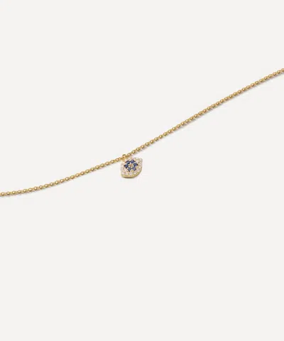Roxanne First 14ct Gold Blue Sapphire And Diamond Evil Eye Pendant Necklace