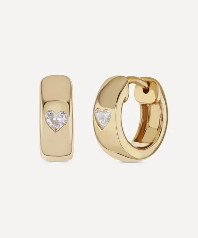 Roxanne First 14ct Gold Diamond Everyday Heart Hoop Earrings