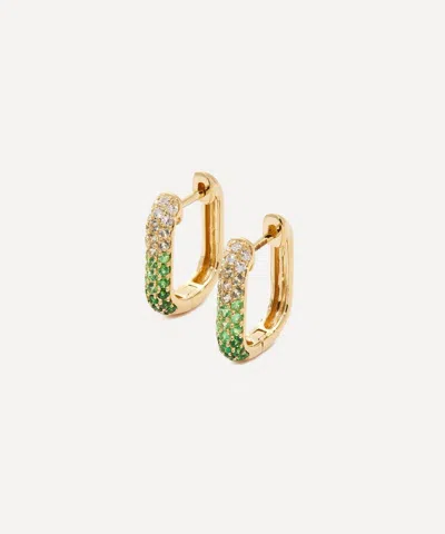 Roxanne First 14ct Gold Green Ombre Oval Hoop Earrings