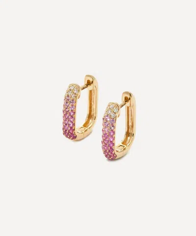 Roxanne First 14ct Gold Pink Ombre Oval Hoop Earrings