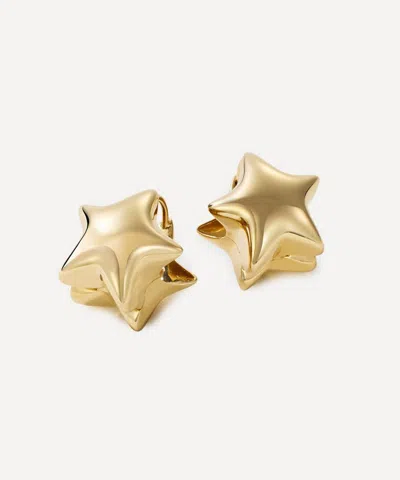 Roxanne First 14ct Gold Puffy Star Hoop Earrings