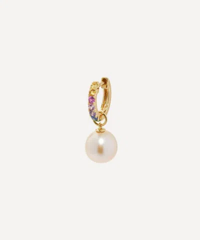 Roxanne First 14ct Gold Rainbow Pearl Drop Huggie Hoop Earring