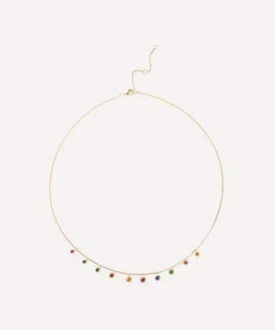 Roxanne First 14ct Gold Rainbow Sapphire Drop Necklace
