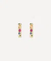 Roxanne First 14ct Gold Rainbow Sapphire Sprinkle Hoop Earrings In Gold