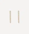 Roxanne First 14ct Gold Skinny Diamond Oval Hoop Earrings In Multi