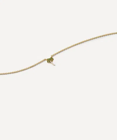 Roxanne First 14ct Gold Tsavorite And Diamond Palm Tree Pendant Necklace