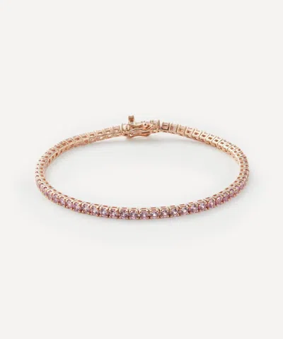 Roxanne First 14ct Rose Gold Pink Sapphire Tennis Bracelet