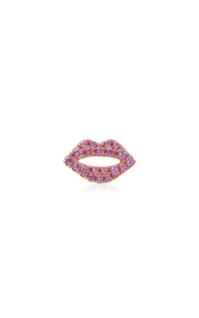 Roxanne First 14k Yellow Gold Scarlett's Pink Sapphire Kiss Stud Single Earring In Neutral