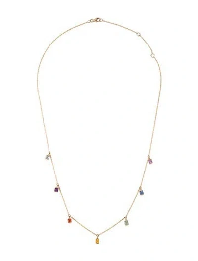 Pre-owned Roxanne First 14k Sapphire & Amethyst Station Necklace, 17.75" In Multicolor