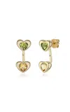 Roxanne First 14k Yellow Gold Citrine & Peridot Hearts Stud & Jacket Earrings In Neutral