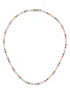 Roxanne First 14k Yellow Gold Graduated Rainbow Sapphire Necklace In Multicoloured