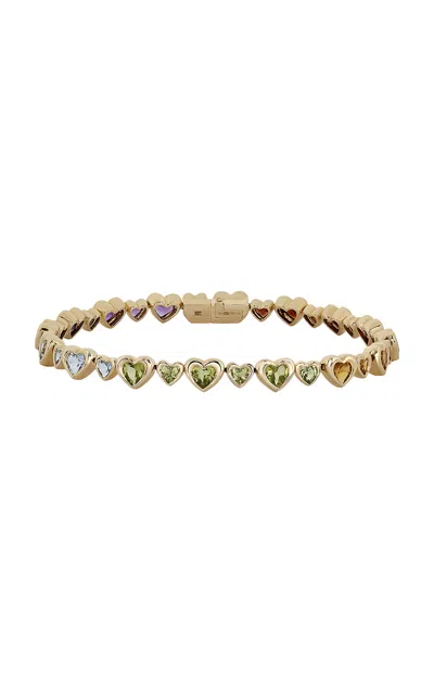 Roxanne First 14k Yellow Gold Mini Heart 2 Heart Bracelet In Metallic
