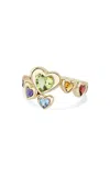 Roxanne First 14k Yellow Gold Mini Twisted Heart Stack Ring In Metallic