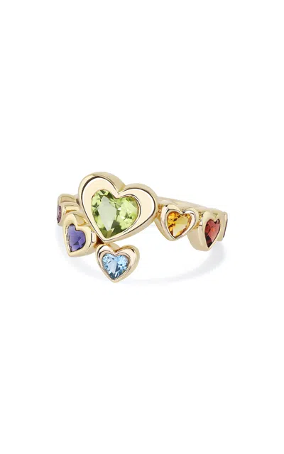 Roxanne First 14k Yellow Gold Mini Twisted Heart Stack Ring In Metallic