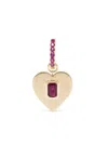 Roxanne First 14kt Yellow Gold Heart Ruby Huggie Earring In Gold