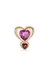 Roxanne First 14k Yellow Gold Tourmaline & Garnet Total Stud Double Heart Single Earring In Neutral