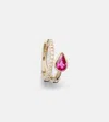 Roxanne First 14kt Gold Single Hoop Earring With Diamonds And Sapphire In Gold
