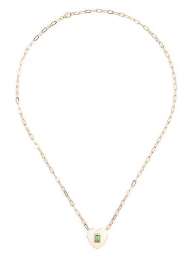 Roxanne First 14kt Yellow Gold Heart Green Garnet Necklace