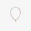 Roxanne First 9k Yellow Gold Crystal Amulet Jade Beaded Necklace In Gold