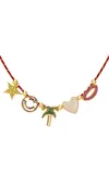 Roxanne First 9k Yellow Gold Luxe Jewel Charm Cord Necklace
