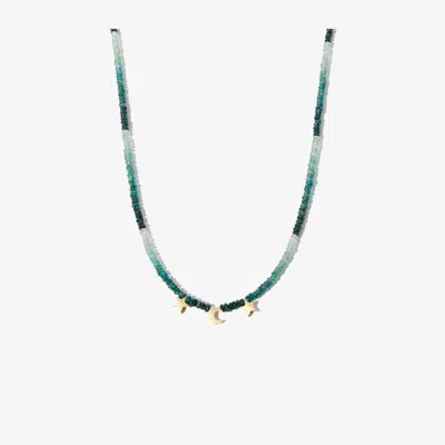 Roxanne First 9k Yellow Gold Starbound Grandidierite Beaded Necklace In Green