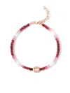 Roxanne First 9kt Rose Gold Smiley Ruby Beaded Bracelet In 红色